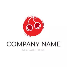 Delicious Logo Red Circle and Fresh Cherry logo design