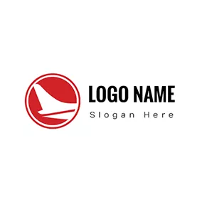Aircraft Logo Red Circle and White Airplane logo design