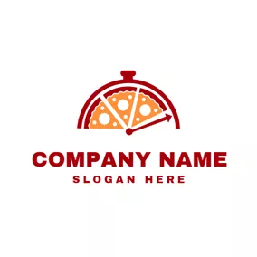 Uhr Logo Red Clock and Pizza logo design