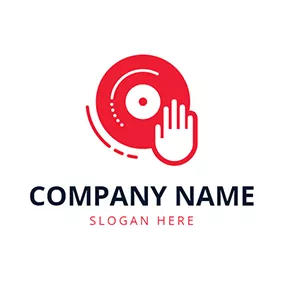 Entertainment Logo Red Disc and White Hand logo design