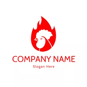 Hahn Logo Red Flame and White Rooster logo design
