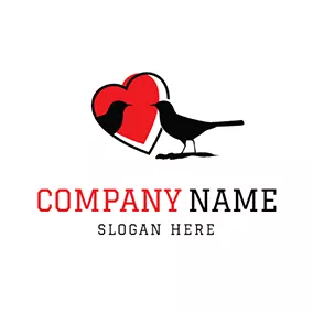 カップルロゴ Red Heart and Black Magpie logo design