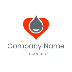 クリーナーのロゴ Red Heart and Water Drop logo design