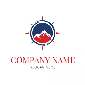 Journey Logo Red Mountain and Blue Compass logo design