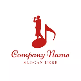 Logotipo De Artista Red Note and Male Singer logo design