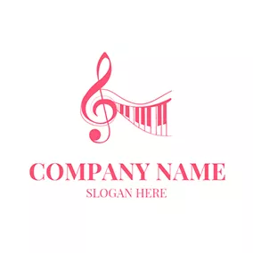 Pink Logo Red Piano and Note Icon logo design
