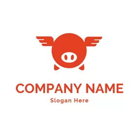 Ellipse Logo Red Pig Head Icon logo design