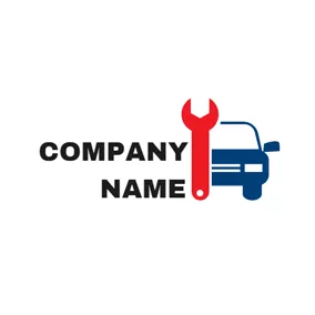 Logotipo De Garaje Red Repair Spanner and Blue Car logo design