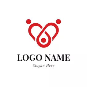 Child Logo Red Shape and Abstract Family logo design