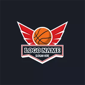 Tournament Logo Red Wing and Basketball logo design