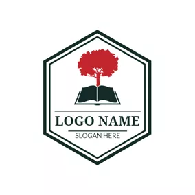 Classroom Logo Red Wisdom Tree and Book logo design