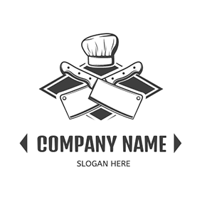 みじん切りのロゴ Rhombus Knife Hat Chopping logo design