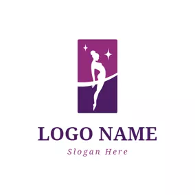 Dance Studio Logo Ribbon and Gymnastics Athlete Icon logo design