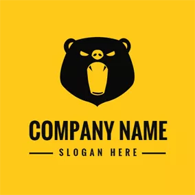 獣ロゴ Roaring Black Bear Face logo design