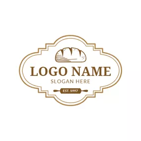 Food Logo Rolling Pin and Bread logo design