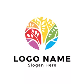 College Logo Round Colorful Tree Combination logo design