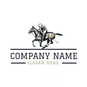 馬Logo Running Horse and Polo Sportsman logo design