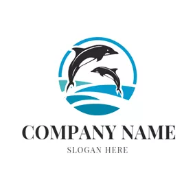 Jump Logo Sea and Jump Dolphin logo design