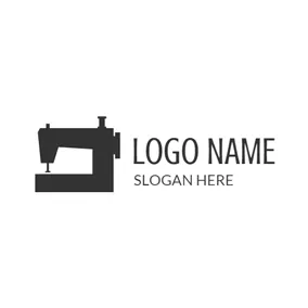 裁縫　ロゴ Sewing Machine Outline and Craft logo design