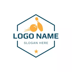 バッジ　ロゴ Simple Badge and Bowling logo design