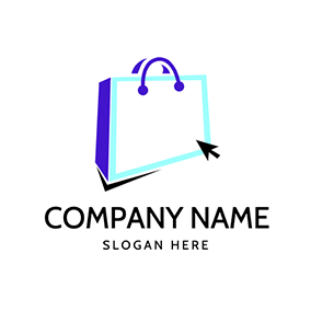 Online Logo Simple Bag Cursor Online Shopping logo design
