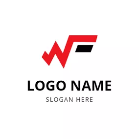 モノグラムロゴ Simple Black and Red W Monogram logo design