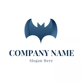 Darkness Logo Simple Blue Bat Icon logo design