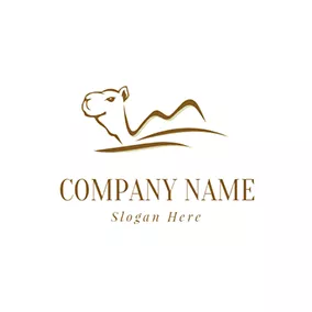 砂丘ロゴ Simple Camel Line Desert logo design