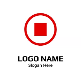 正方形のロゴ Simple Circle Square Stop logo design
