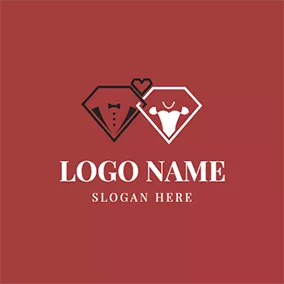 Engagement Logo Simple Diamond Couple Wedding logo design