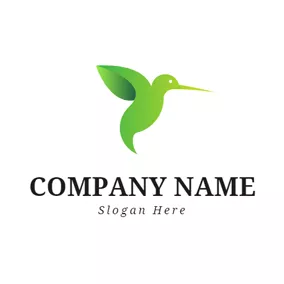 Shadow Logo Simple Green Hummingbird logo design