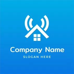 Connected Logo Simple House and Wifi logo design