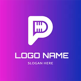 Gradient Logo Simple Letter P and Microphone logo design