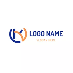 组合 Logo Simple Line Combination Letter K V logo design