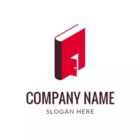 College Logo Simple Red Book and Door logo design