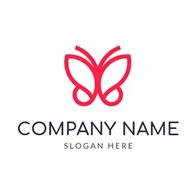 Drawing Logo Simple Red Butterfly Outline logo design