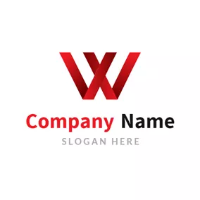 Combination Logo Simple Red Letter W logo design
