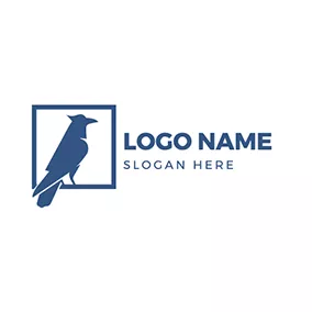 正方形のロゴ Simple Square Frame Woodpecker logo design