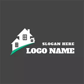Architectural Logo Simple White and Black Cottage logo design