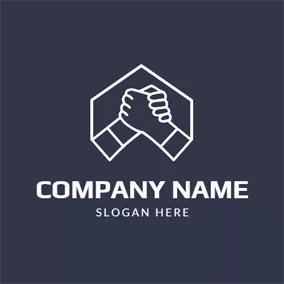 團隊合作logo Simple White Handshake Icon logo design