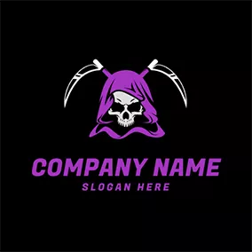 Dangerous Logo Skeleton Purple Cloak Reaper logo design