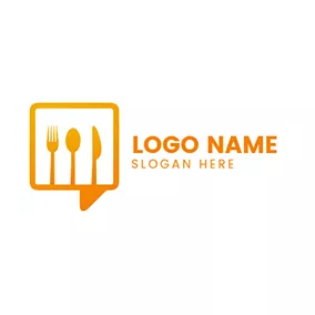 Food Logo Speech Bubble Cutlery logo design