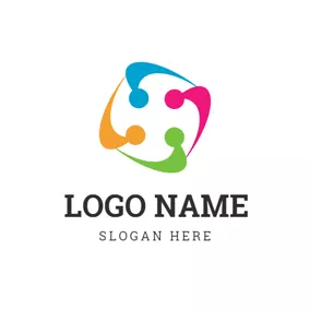 Logótipo De Colaboração Square and Abstract Colorful Person logo design