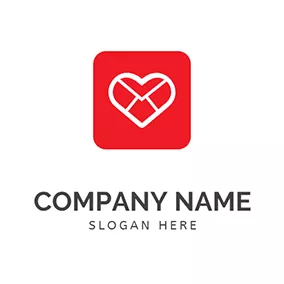 Communication Logo Square Envelope and Heart logo design