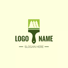 正方形のロゴ Square Tree and Brush logo design