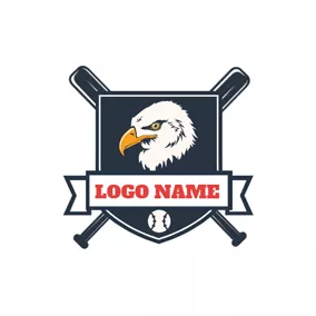 Logo Du Baseball Strict Eagle Head and Black Badge logo design