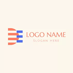 Eロゴ Stripe Abstract Letter D E logo design