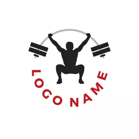 Fit Logo Strong Player and Weightlifting Barbell logo design