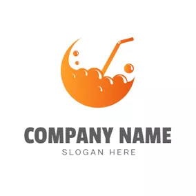 Beverage Logo Sucker and Orange Juice logo design