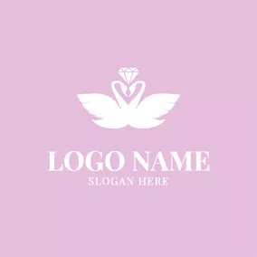 カップルロゴ Swan Couple and Diamond logo design